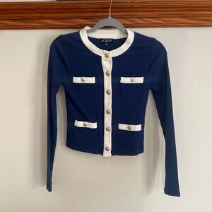 J. Crew Navy and Ivory Buttoned Cardigan